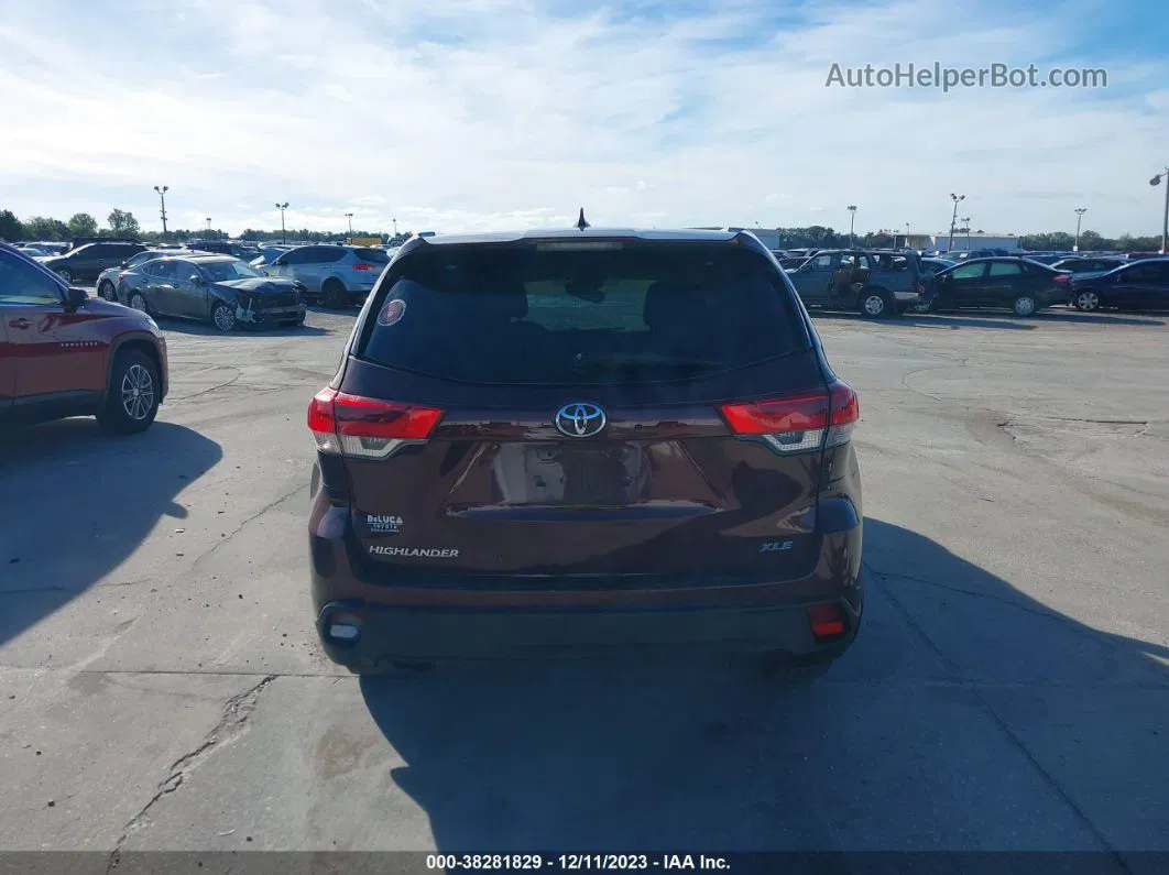 2019 Toyota Highlander Se/xle Maroon vin: 5TDKZRFH9KS303973