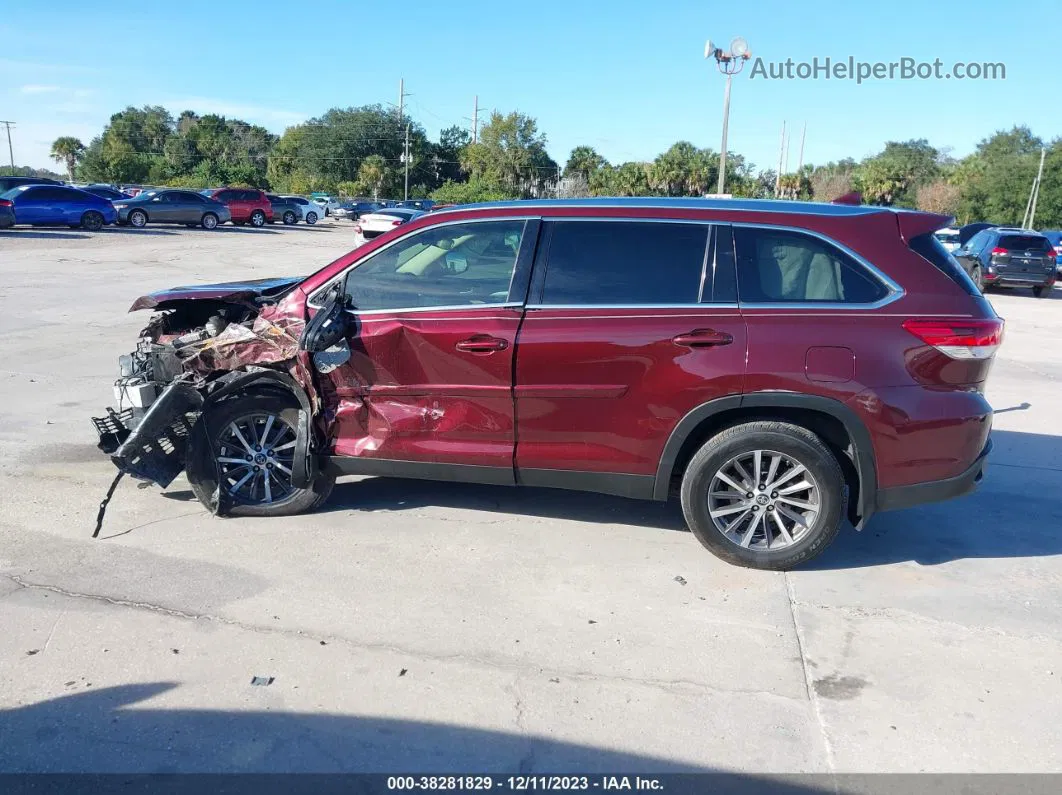 2019 Toyota Highlander Se/xle Maroon vin: 5TDKZRFH9KS303973