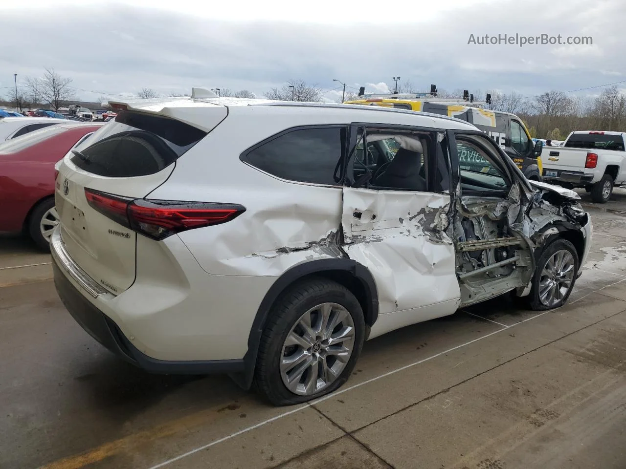 2021 Toyota Highlander Hybrid Limited White vin: 5TDXBRCH9MS015114