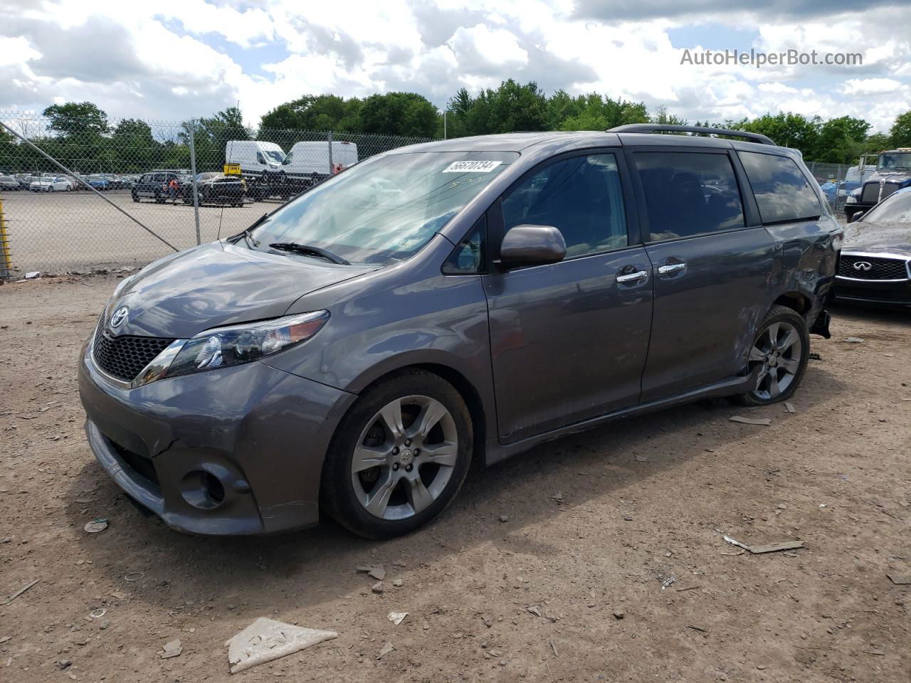 2014 Toyota Sienna Sport Gray vin: 5TDXK3DCXES479868