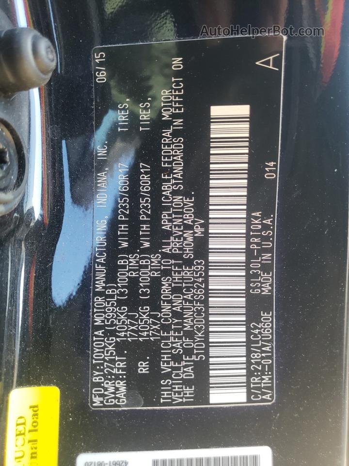 2015 Toyota Sienna Xle Черный vin: 5TDYK3DC3FS624593