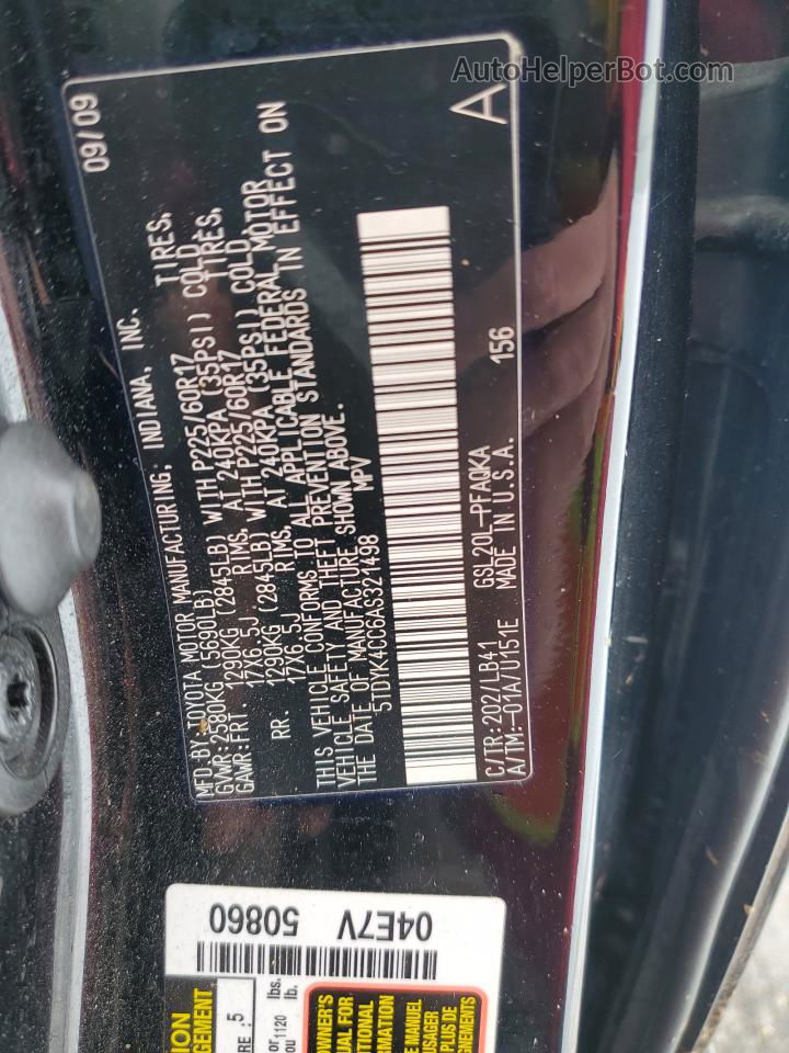 2010 Toyota Sienna Xle Черный vin: 5TDYK4CC6AS321498