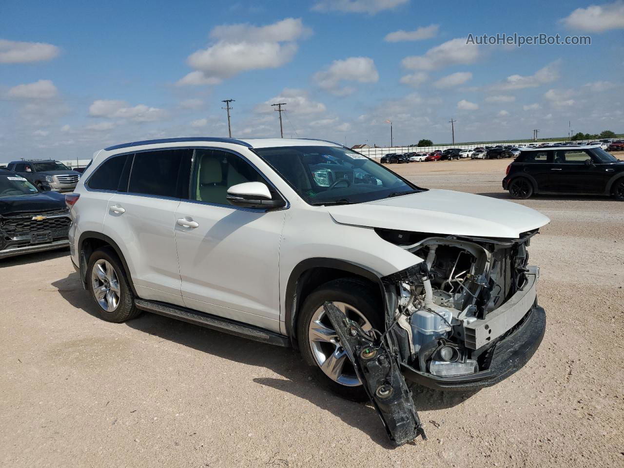 2016 Toyota Highlander Limited White vin: 5TDYKRFH1GS143562