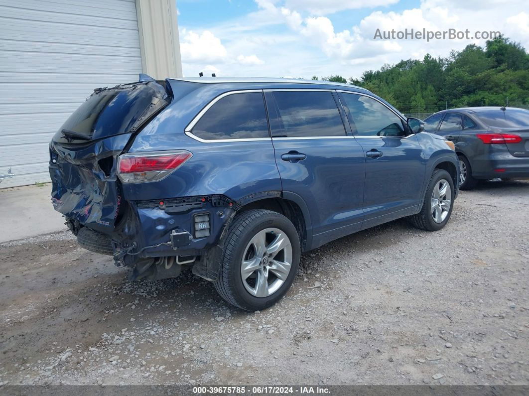 2016 Toyota Highlander Limited V6 Blue vin: 5TDYKRFH7GS127799