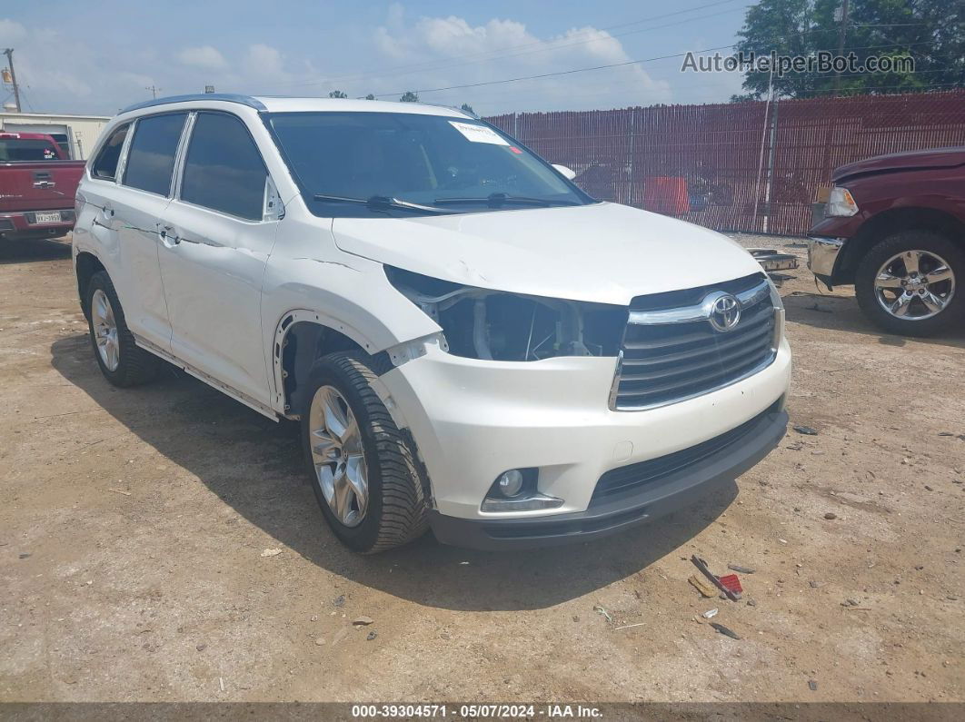 2016 Toyota Highlander Limited V6 White vin: 5TDYKRFH7GS152041