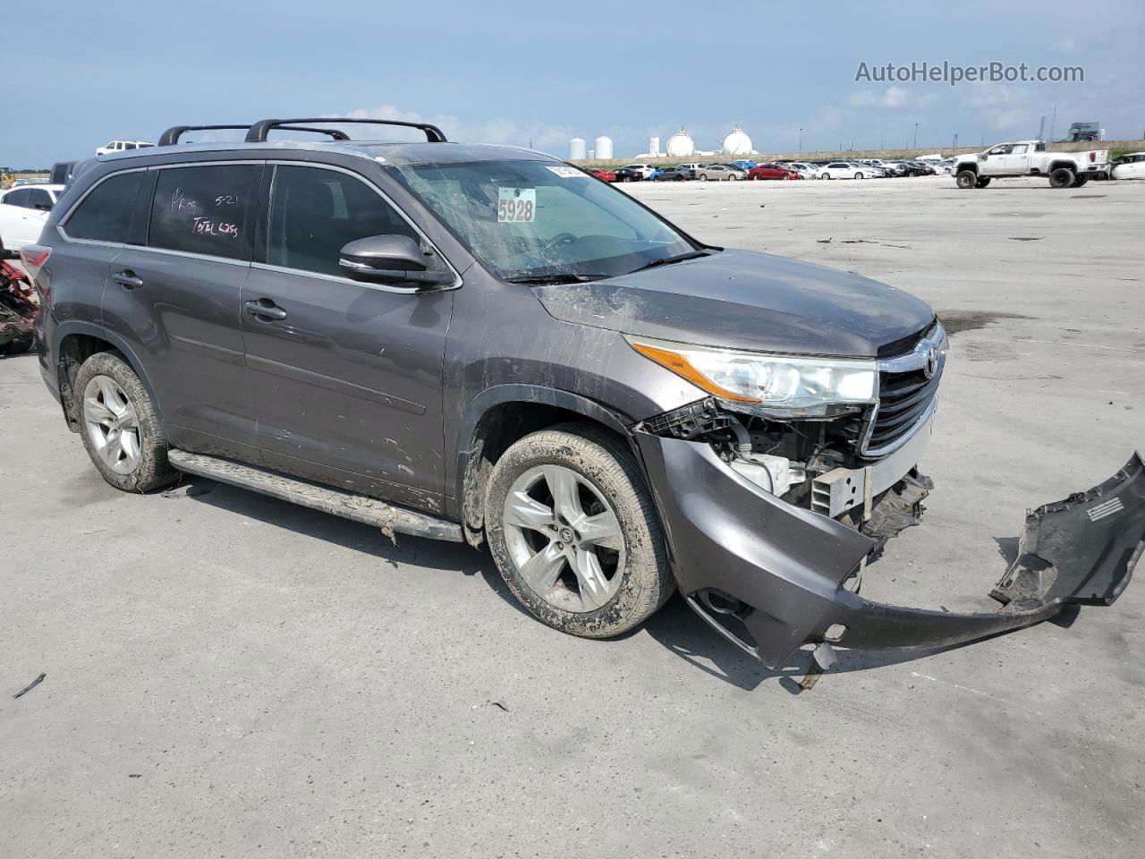 2016 Toyota Highlander Limited Серый vin: 5TDYKRFH9GS157810