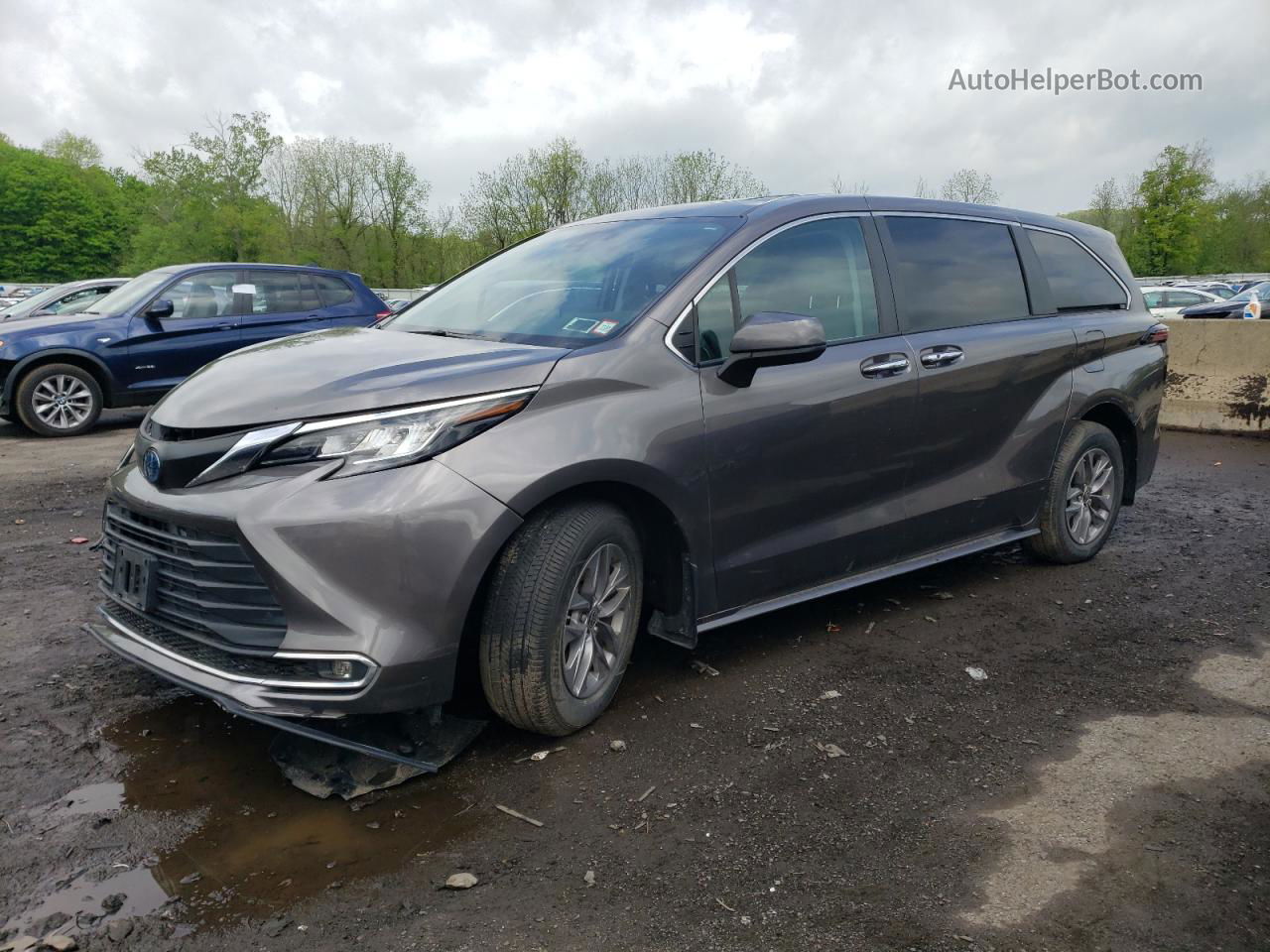 2022 Toyota Sienna Xle Серый vin: 5TDYRKEC2NS129773