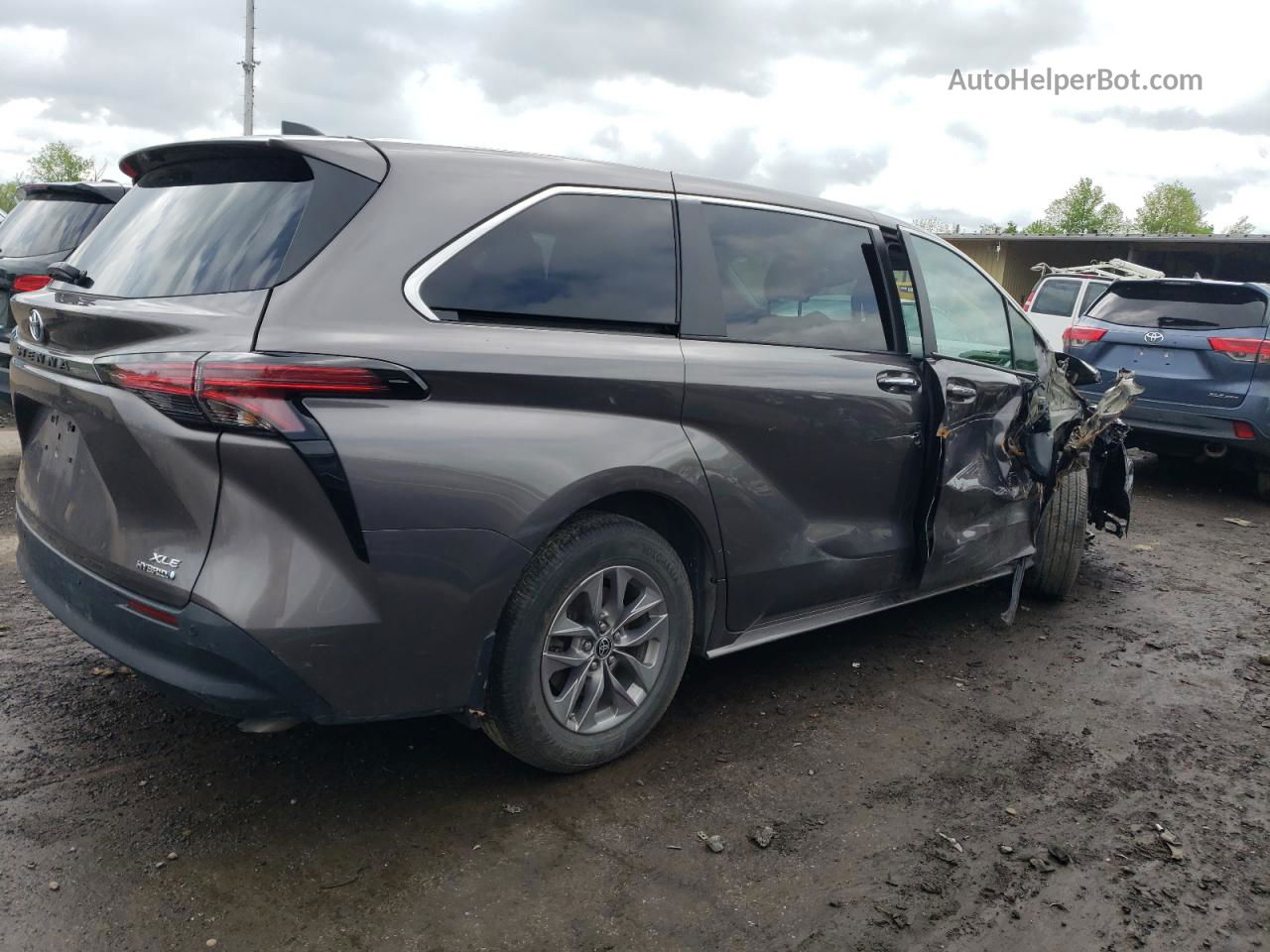 2022 Toyota Sienna Xle Серый vin: 5TDYRKEC2NS129773