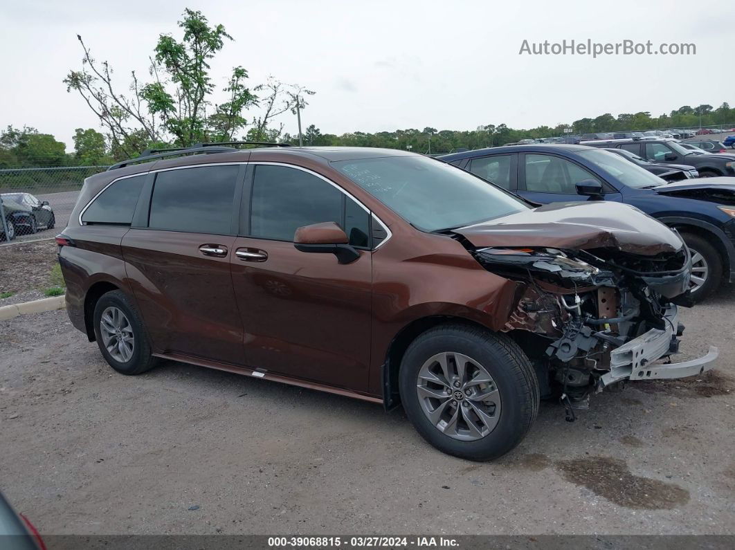 2022 Toyota Sienna Xle Brown vin: 5TDYRKEC3NS114991