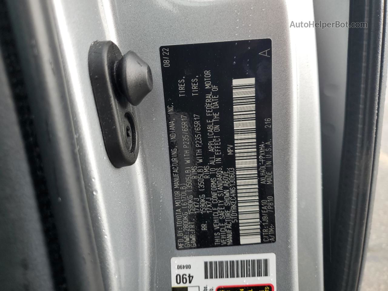 2022 Toyota Sienna Xle Серебряный vin: 5TDYRKEC4NS130603