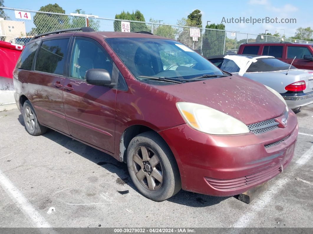 2004 Toyota Sienna Le Бордовый vin: 5TDZA23CX4S105878