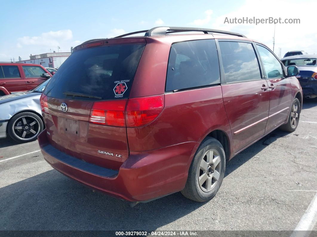 2004 Toyota Sienna Le Бордовый vin: 5TDZA23CX4S105878