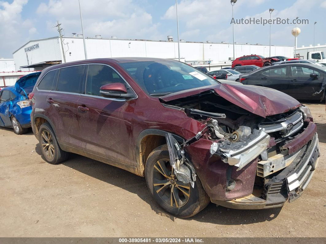 2019 Toyota Highlander Le Burgundy vin: 5TDZARFH2KS052932