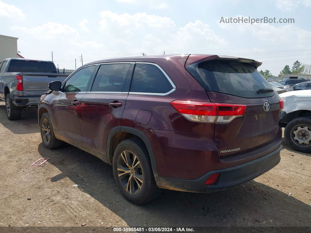 2019 Toyota Highlander Le Burgundy vin: 5TDZARFH2KS052932