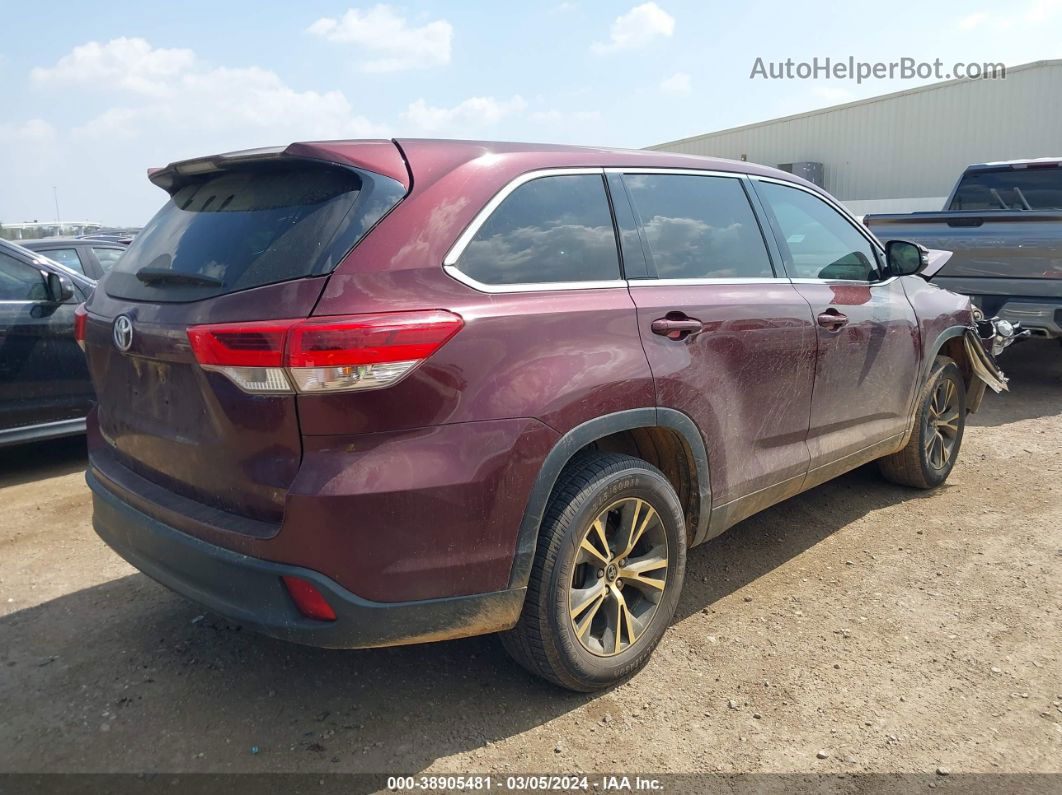 2019 Toyota Highlander Le Burgundy vin: 5TDZARFH2KS052932