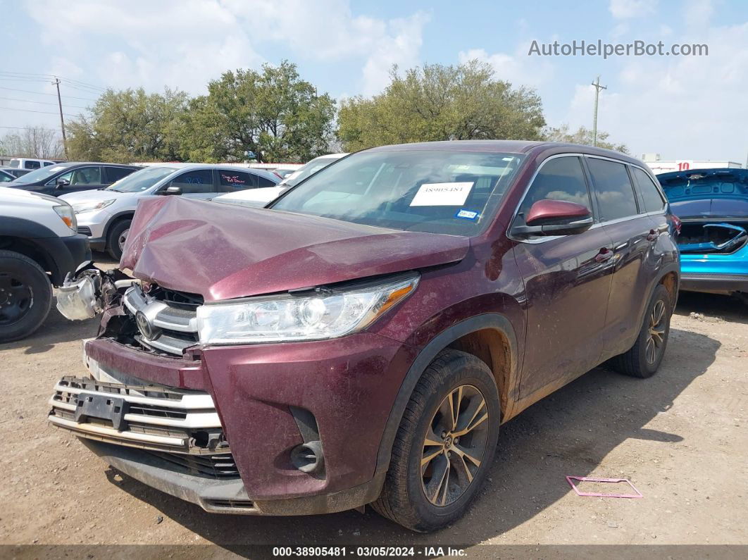 2019 Toyota Highlander Le Burgundy vin: 5TDZARFH2KS052932