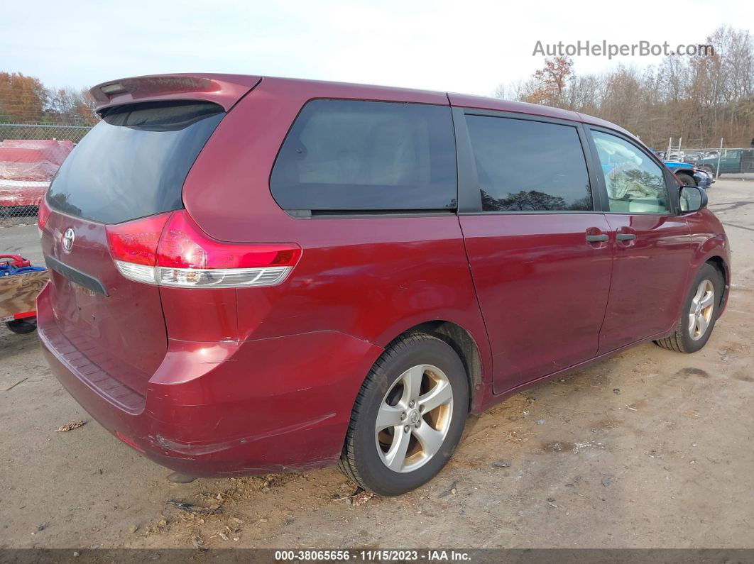 2014 Toyota Sienna L V6 7 Passenger Red vin: 5TDZK3DC1ES442247