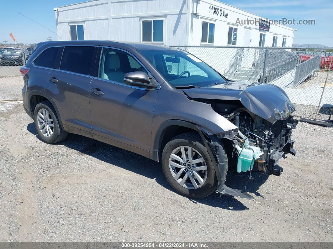 2016 Toyota Highlander Le V6 Gray vin: 5TDZKRFH9GS133298