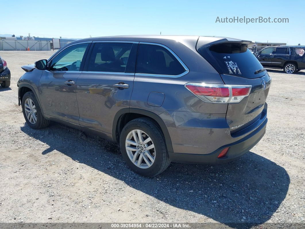 2016 Toyota Highlander Le V6 Gray vin: 5TDZKRFH9GS133298