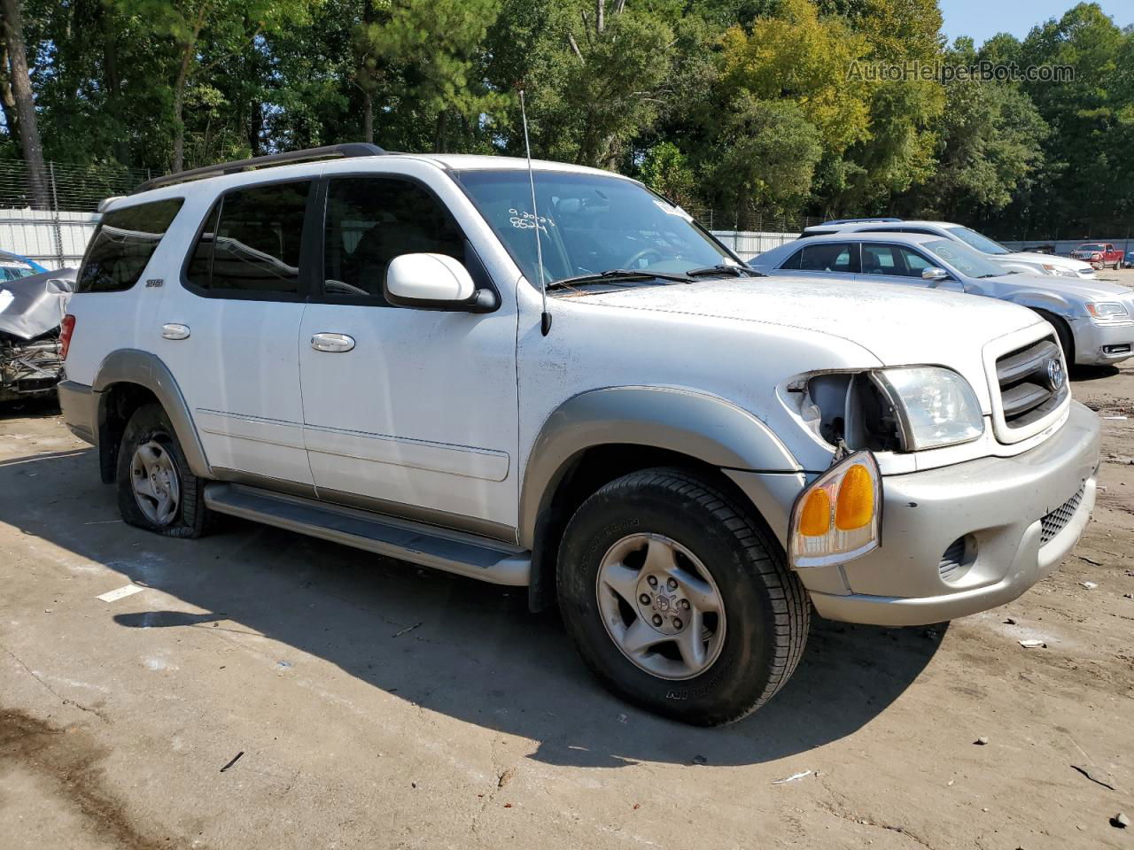 2002 Toyota Sequoia Sr5 White vin: 5TDZT34A02S078524