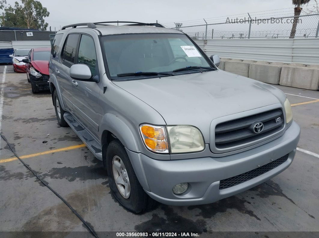 2002 Toyota Sequoia Sr5 V8 Silver vin: 5TDZT34A02S120013