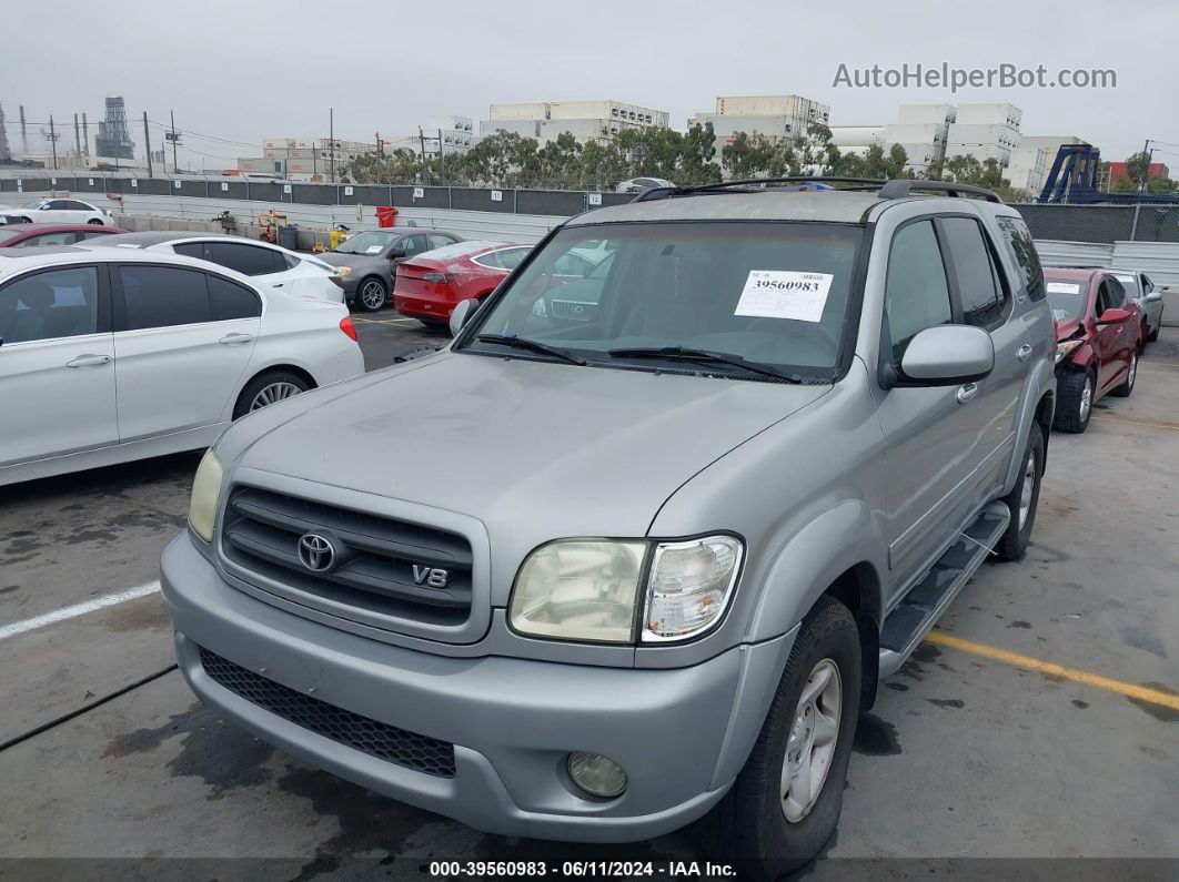 2002 Toyota Sequoia Sr5 V8 Silver vin: 5TDZT34A02S120013