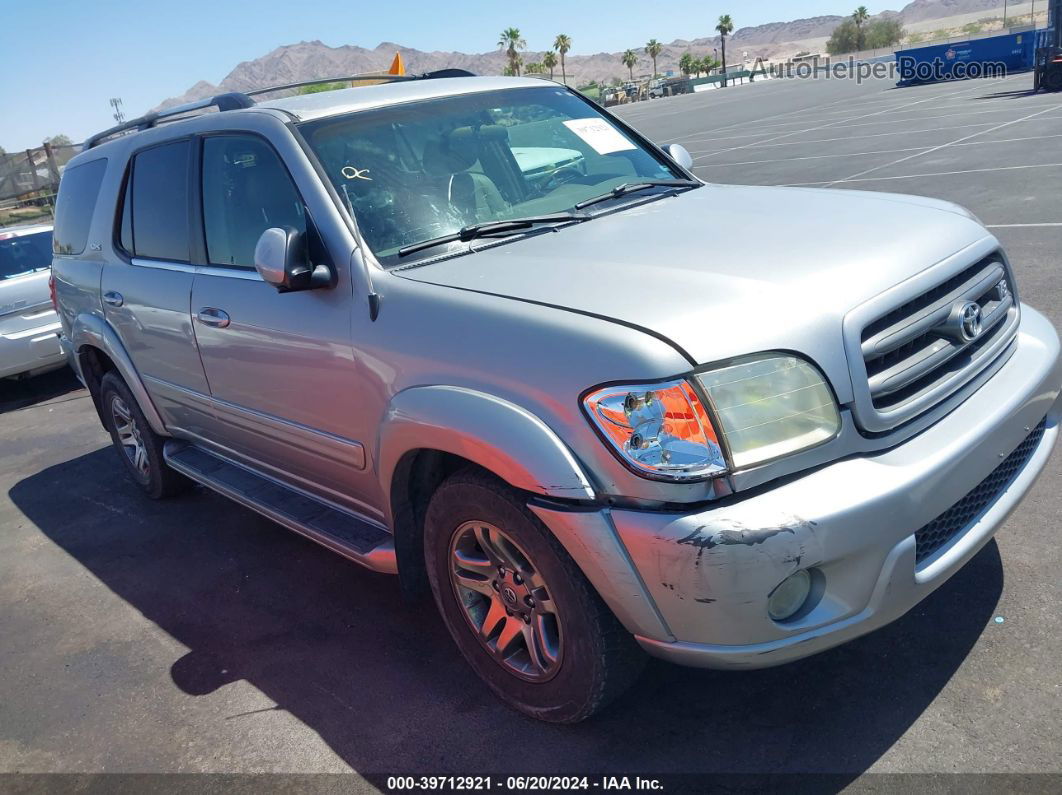 2002 Toyota Sequoia Sr5 V8 Silver vin: 5TDZT34A12S111434