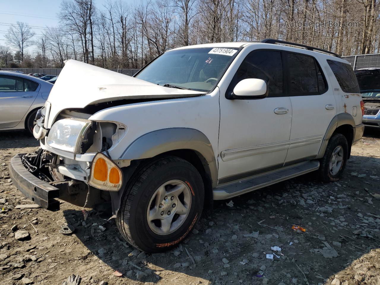 2002 Toyota Sequoia Sr5 White vin: 5TDZT34A52S098297