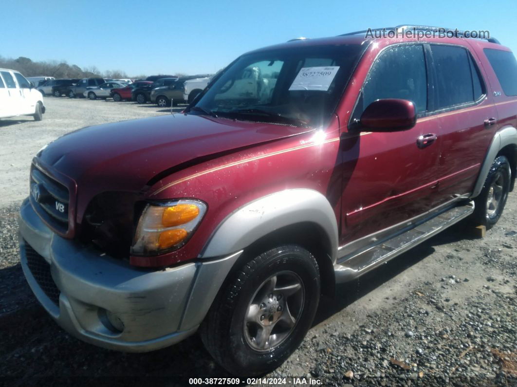 2002 Toyota Sequoia Sr5 V8 Maroon vin: 5TDZT34A62S106102