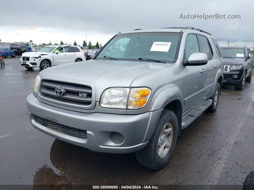 2002 Toyota Sequoia Sr5 V8 Silver vin: 5TDZT34A72S078052