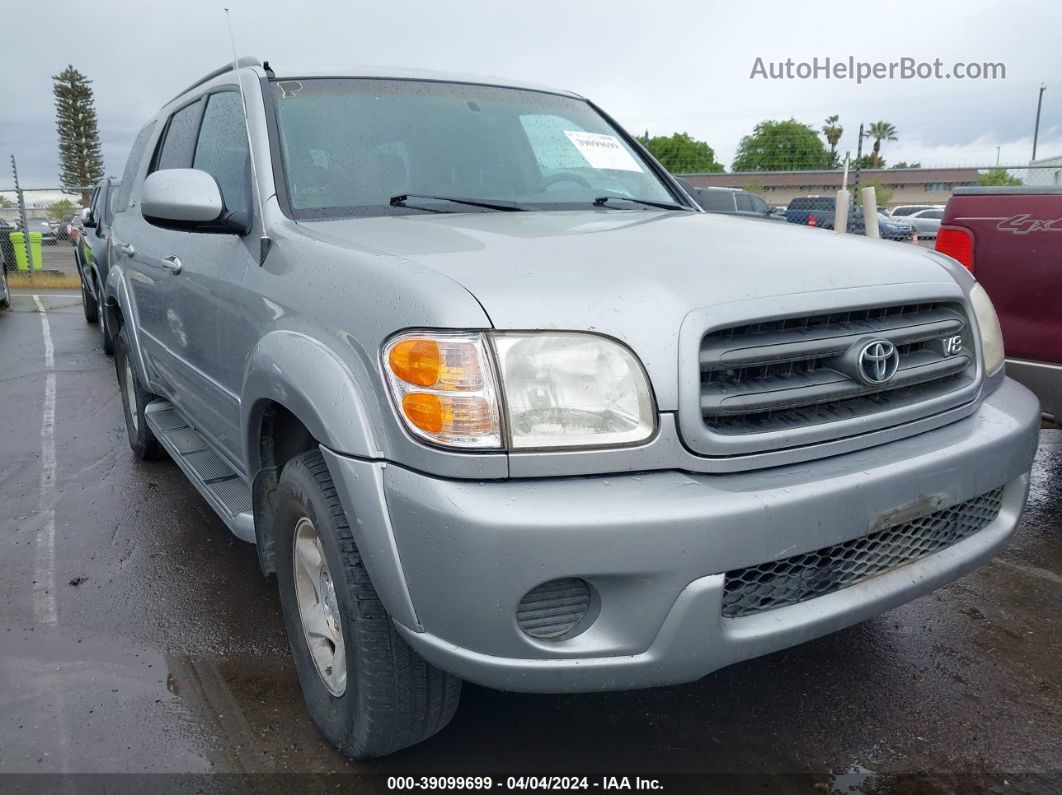 2002 Toyota Sequoia Sr5 V8 Silver vin: 5TDZT34A72S078052