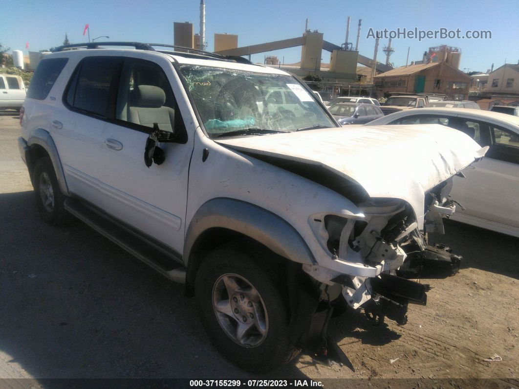 2002 Toyota Sequoia Sr5 White vin: 5TDZT34A72S088029