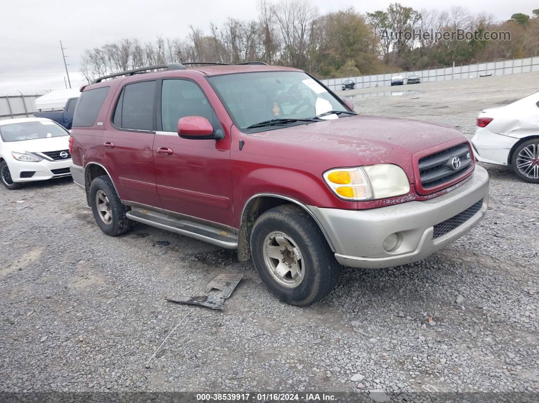 2002 Toyota Sequoia Sr5 Maroon vin: 5TDZT34A82S090887