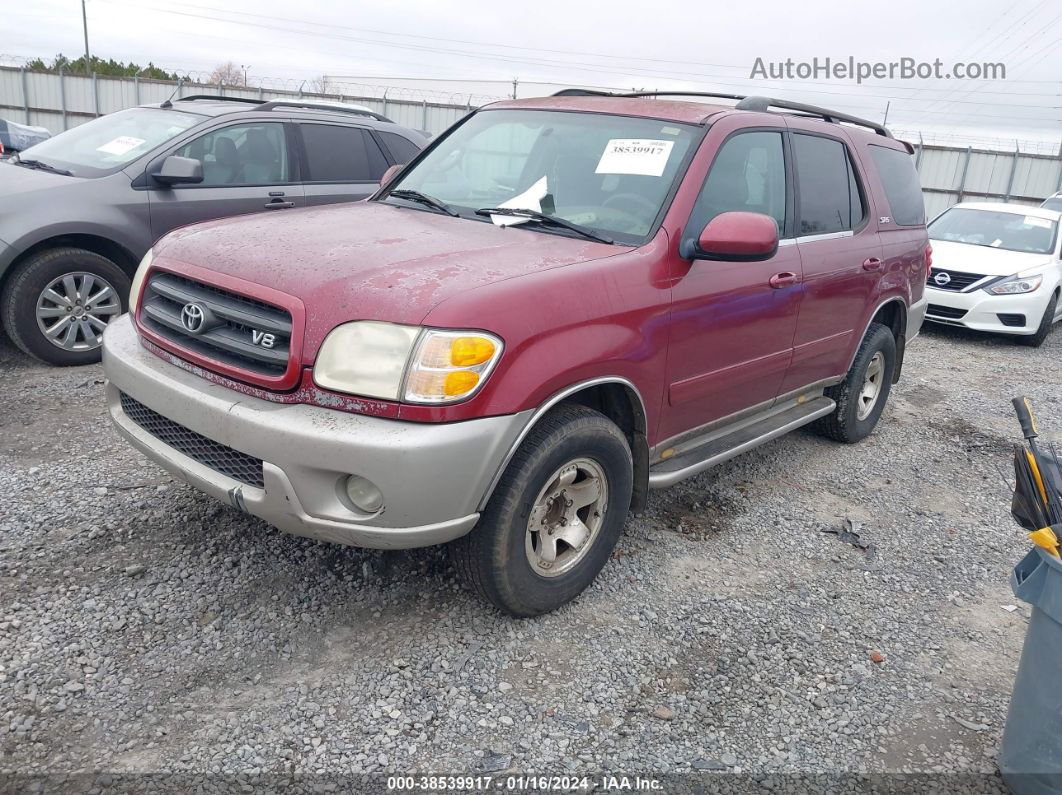 2002 Toyota Sequoia Sr5 Maroon vin: 5TDZT34A82S090887