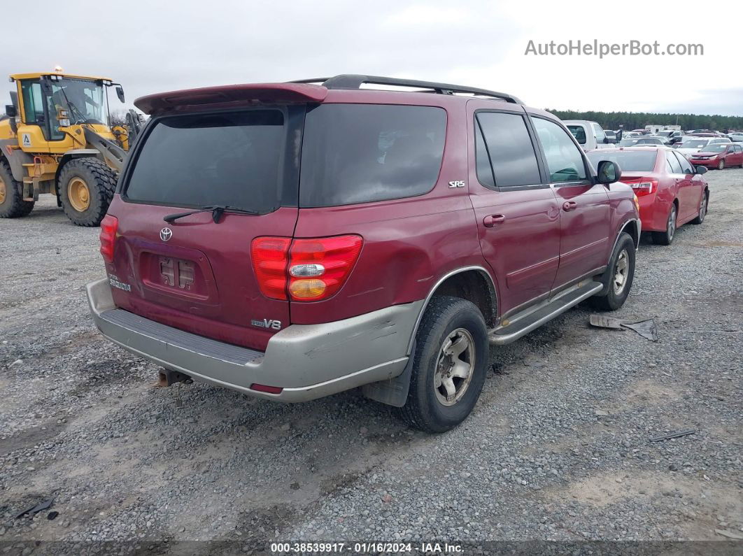 2002 Toyota Sequoia Sr5 Maroon vin: 5TDZT34A82S090887