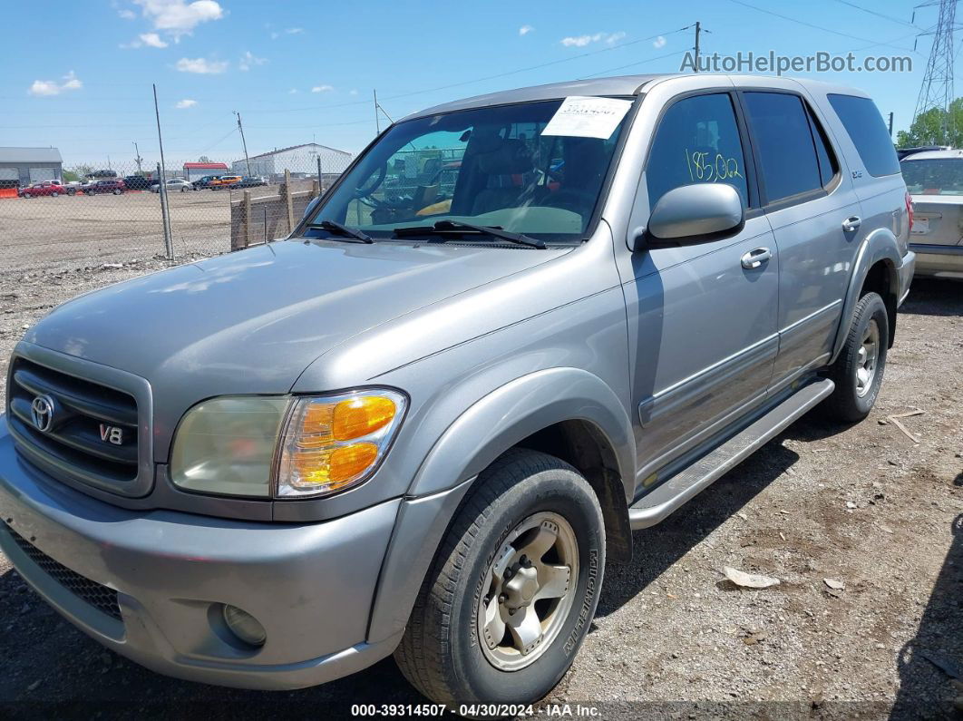 2002 Toyota Sequoia Sr5 V8 Silver vin: 5TDZT34A92S101749