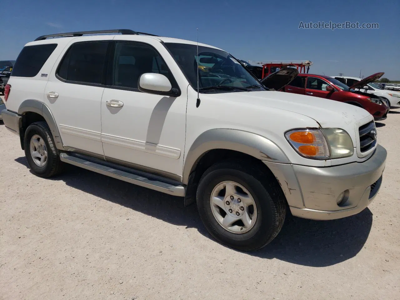 2002 Toyota Sequoia Sr5 White vin: 5TDZT34A92S115487