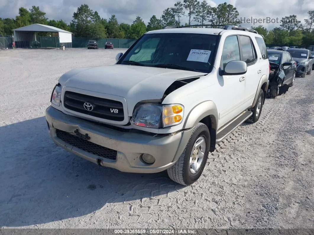 2002 Toyota Sequoia Sr5 V8 White vin: 5TDZT34AX2S087425