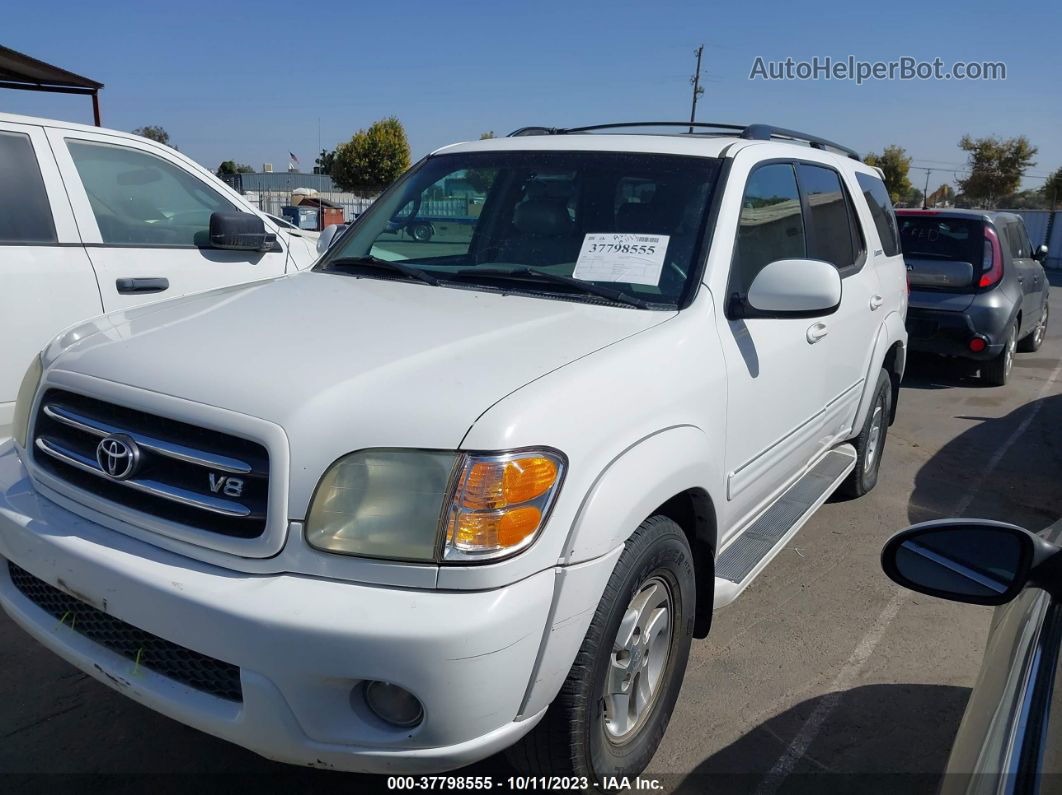 2002 Toyota Sequoia Limited White vin: 5TDZT38A02S070353