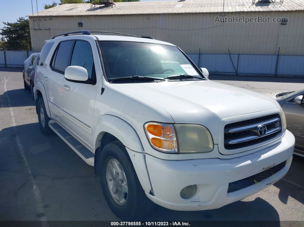 2002 Toyota Sequoia Limited White vin: 5TDZT38A02S070353