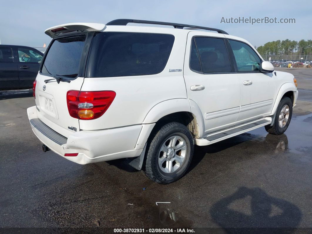 2002 Toyota Sequoia Limited White vin: 5TDZT38A02S082552