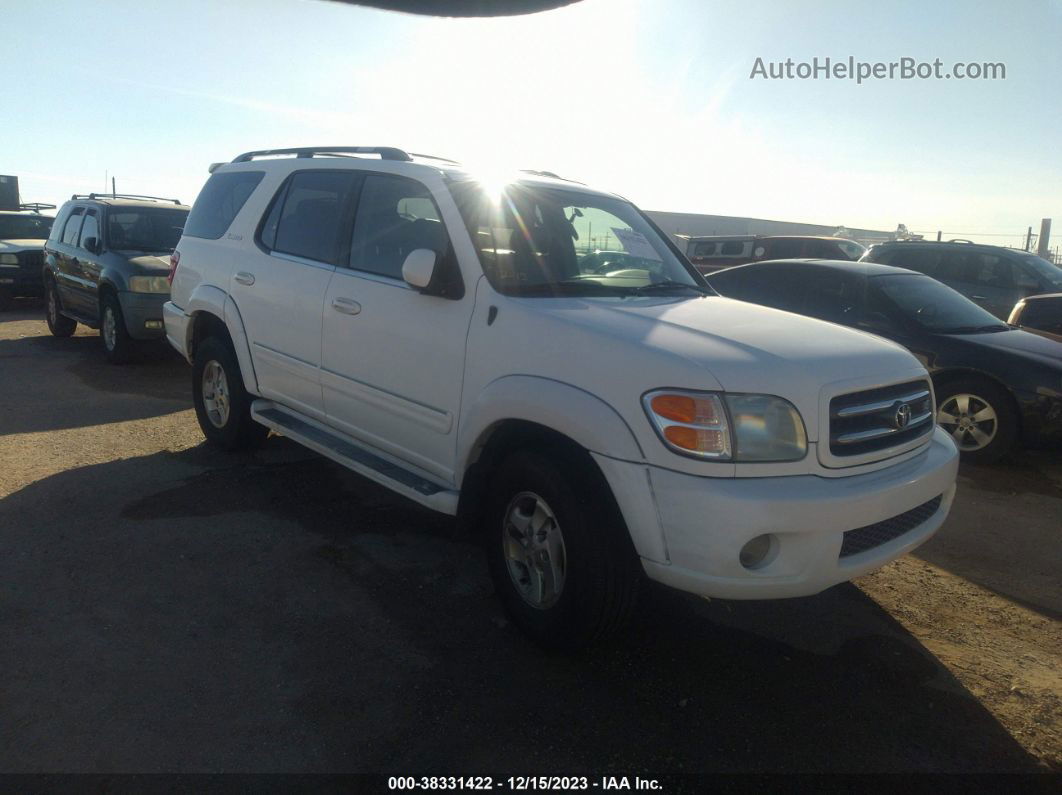 2002 Toyota Sequoia Limited White vin: 5TDZT38A12S094810