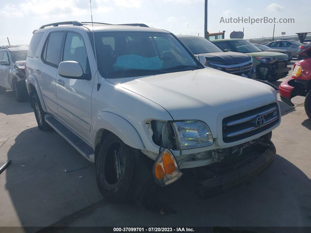 2002 Toyota Sequoia Limited White vin: 5TDZT38A12S112139