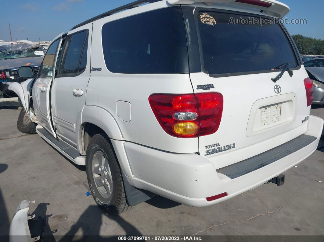 2002 Toyota Sequoia Limited White vin: 5TDZT38A12S112139