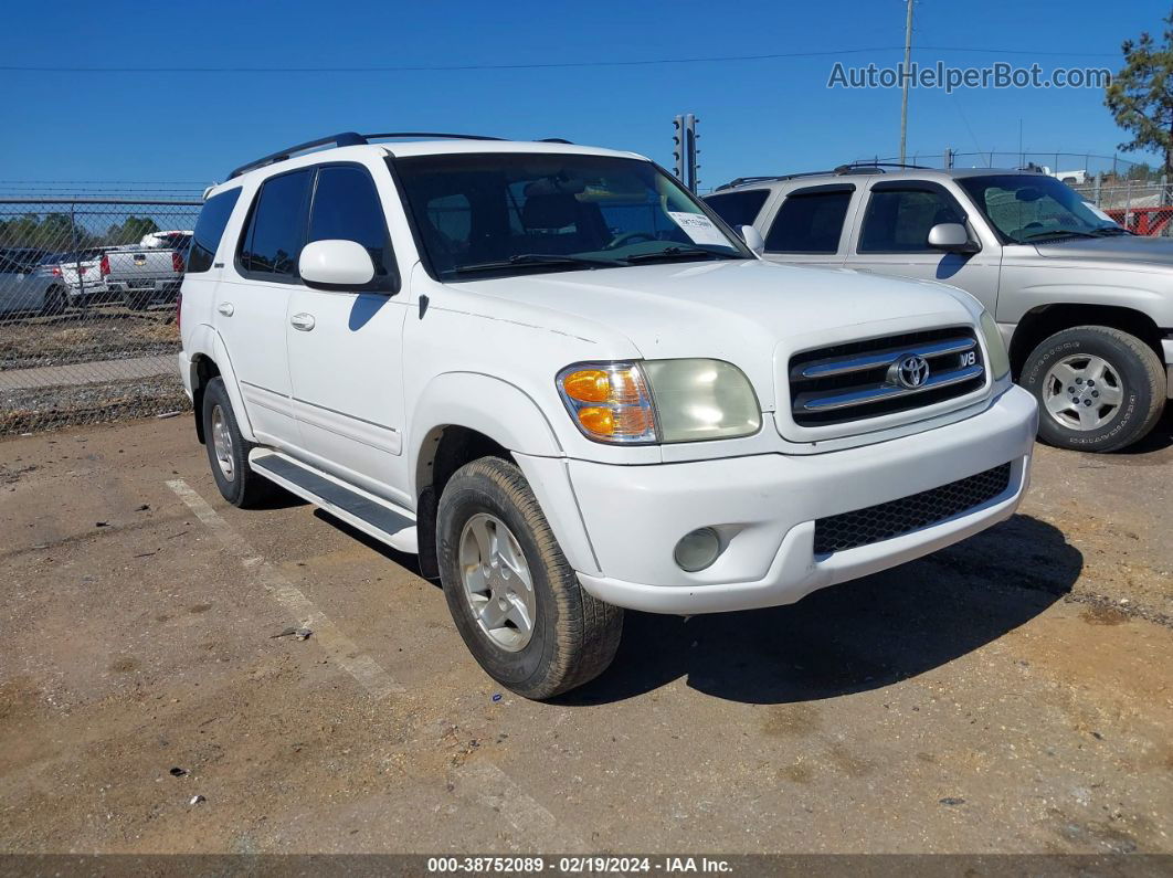 2002 Toyota Sequoia Limited V8 White vin: 5TDZT38A32S100378