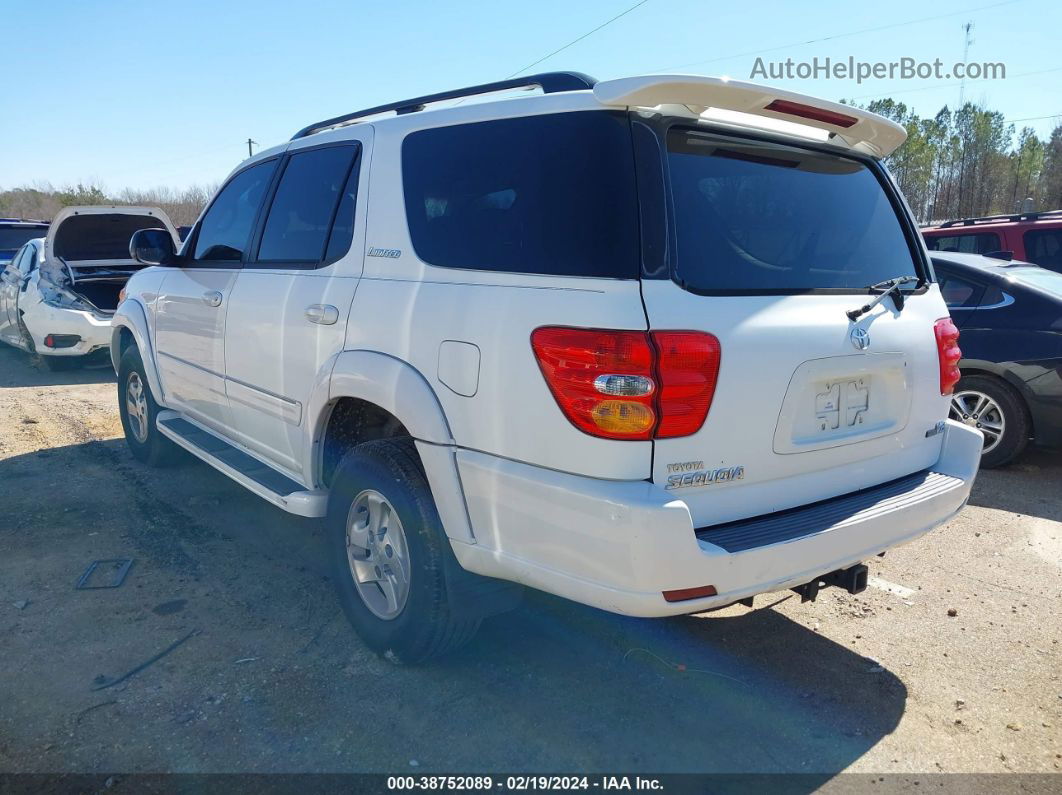 2002 Toyota Sequoia Limited V8 White vin: 5TDZT38A32S100378