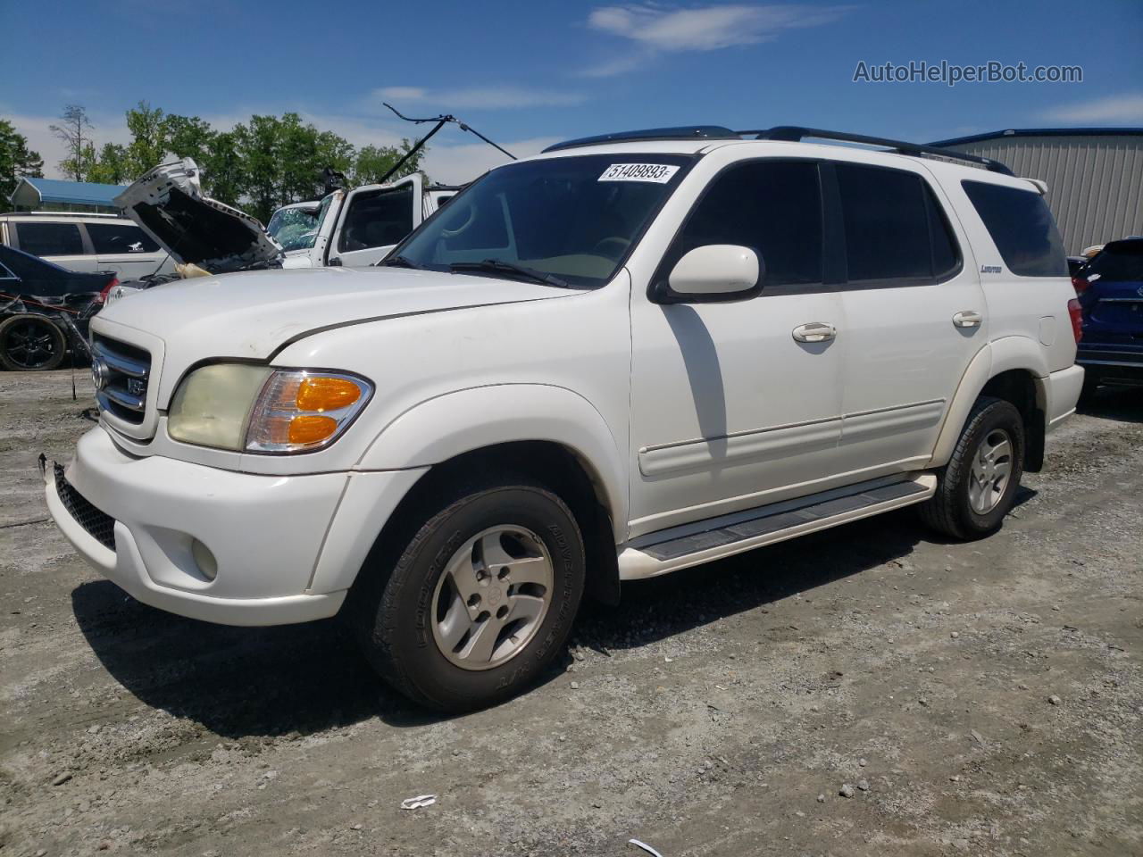 2002 Toyota Sequoia Limited White vin: 5TDZT38A52S108806