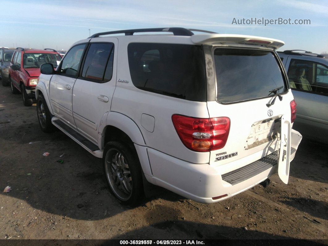 2002 Toyota Sequoia Limited White vin: 5TDZT38A62S103033