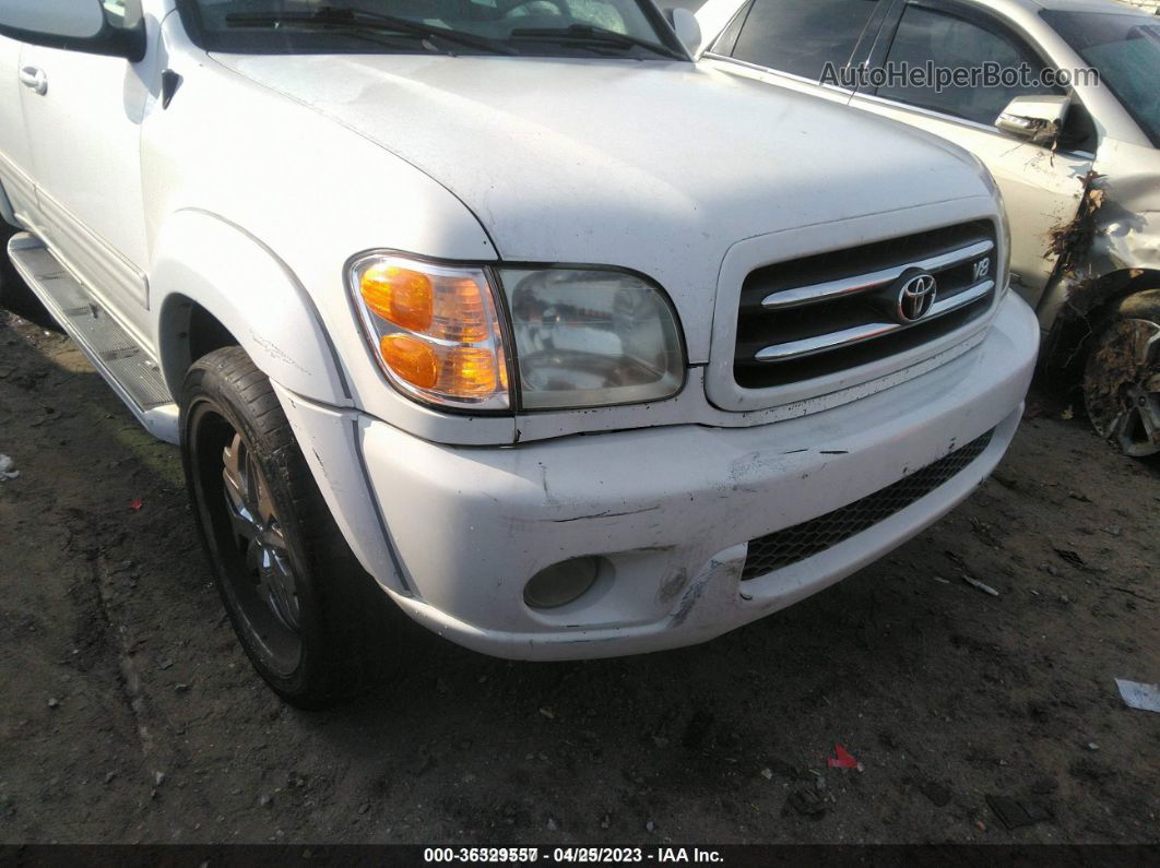 2002 Toyota Sequoia Limited White vin: 5TDZT38A62S103033