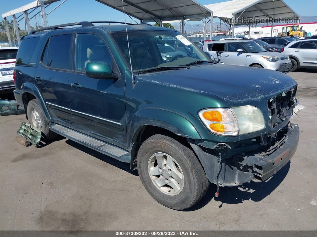 2002 Toyota Sequoia Limited Green vin: 5TDZT38A62S121242